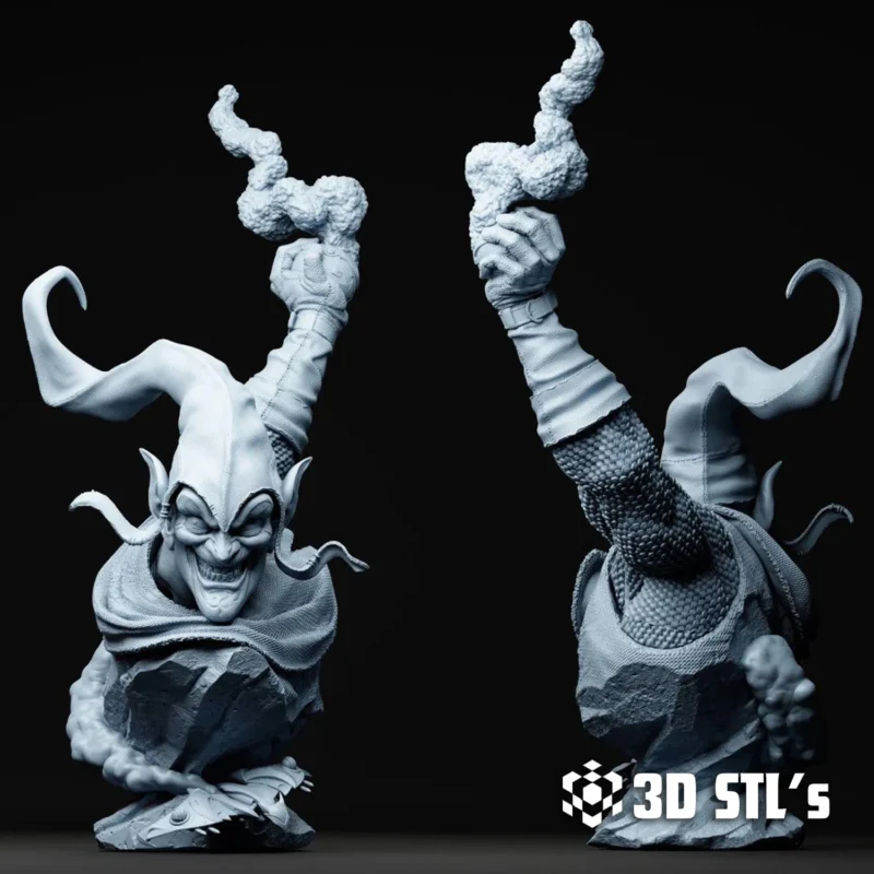 Green Maniac Goblin and Bust STL 3D Print Model - Image 2