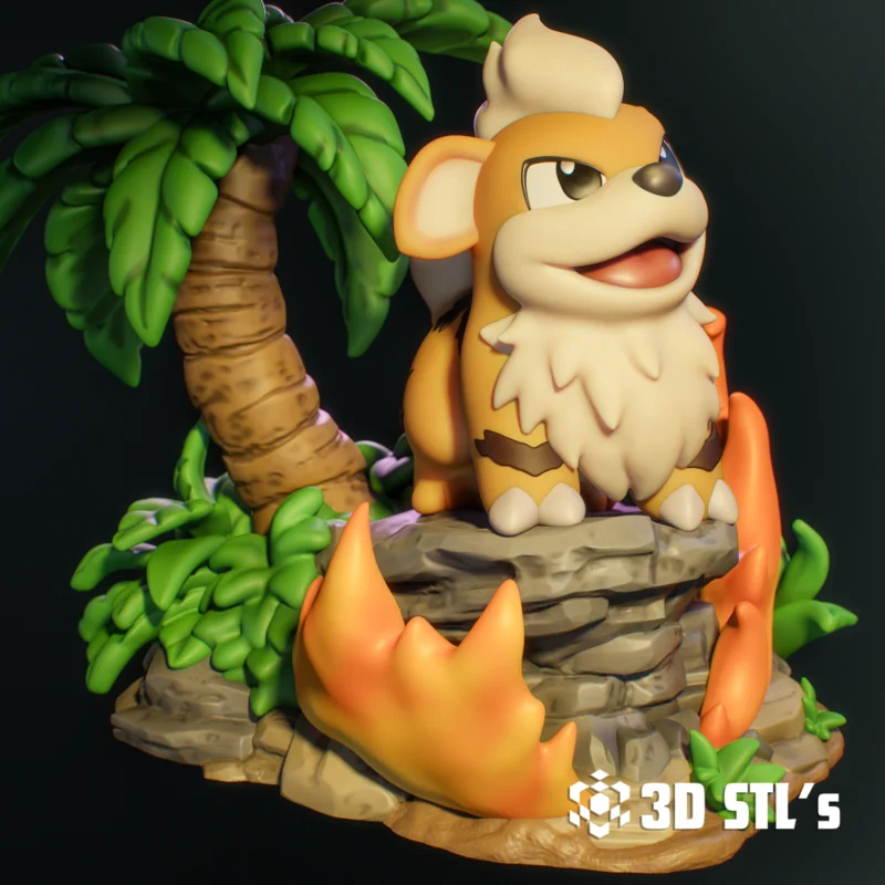 Growlithe Pokemon STL 3D Print Model