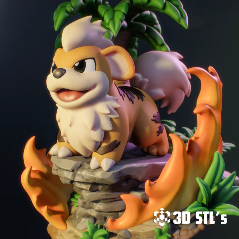 Growlithe Pokemon STL 3D Print Model