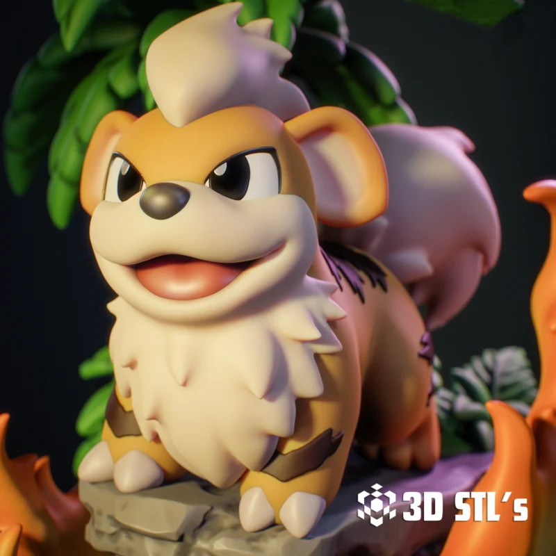 Growlithe Pokemon STL 3D Print Model