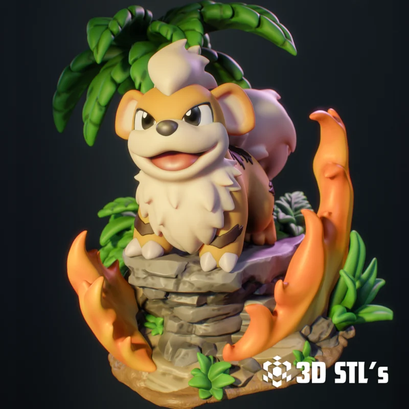 Growlithe Pokemon STL 3D Print Model