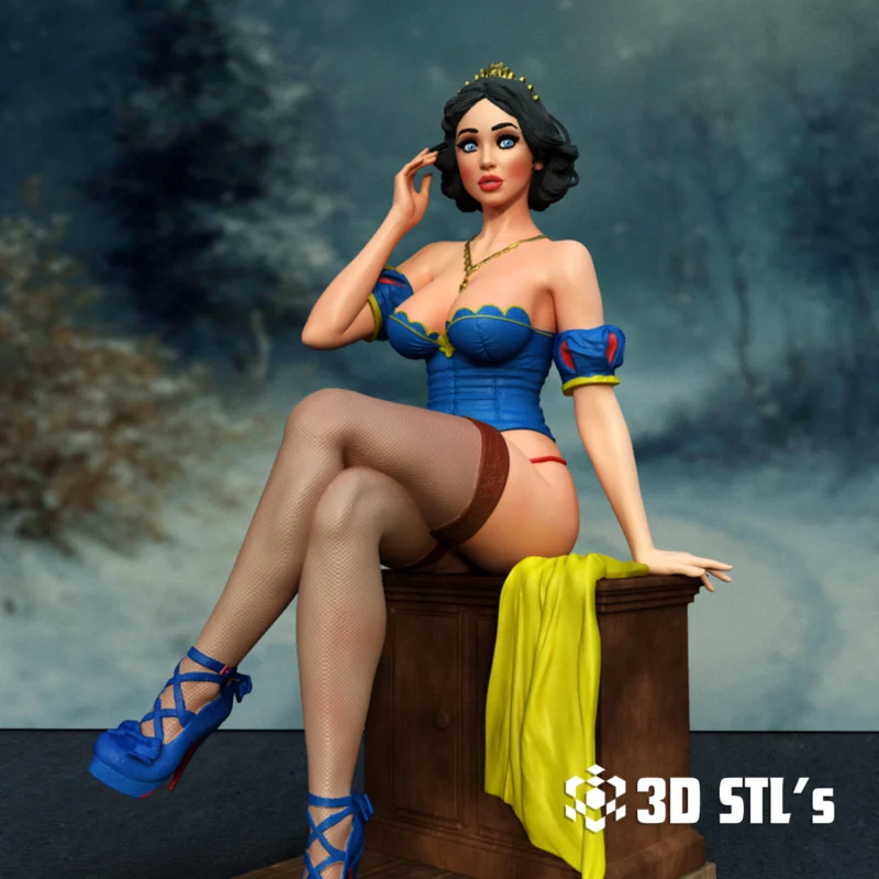 Snow White on Chair STL 3D Print Model