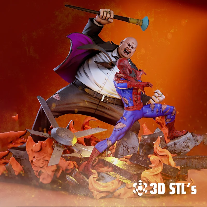 Spider-Man vs Kingpin STL 3D Print Model