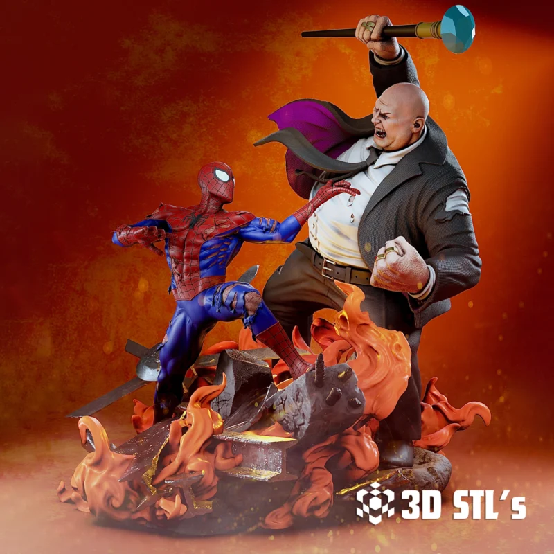 Spider-Man vs Kingpin STL 3D Print Model