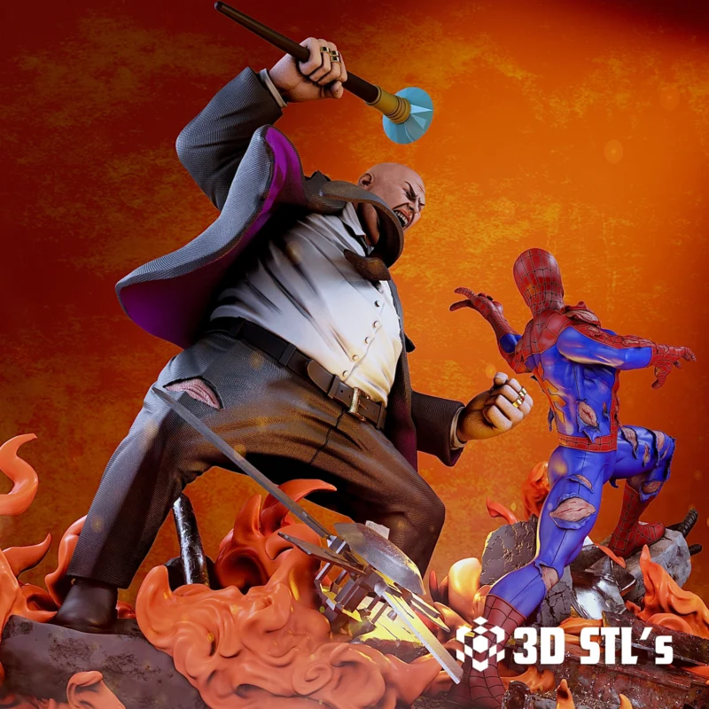 Spider-Man vs Kingpin STL 3D Print Model - Image 5