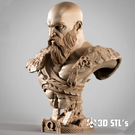 Kratos Portrait Bust STL 3D Print Model