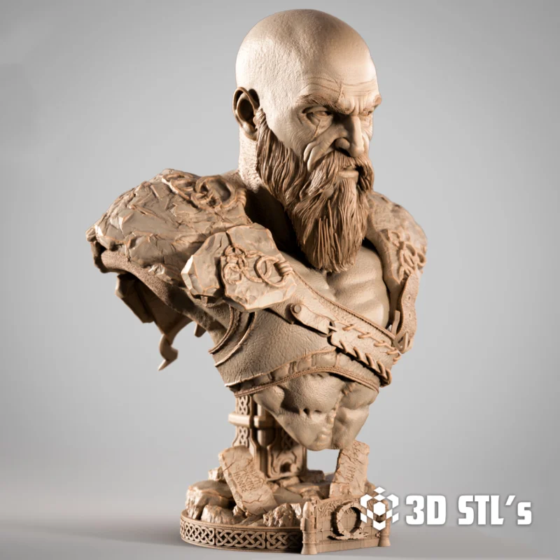 Kratos Portrait Bust STL 3D Print Model