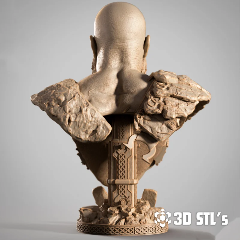 Kratos Portrait Bust STL 3D Print Model