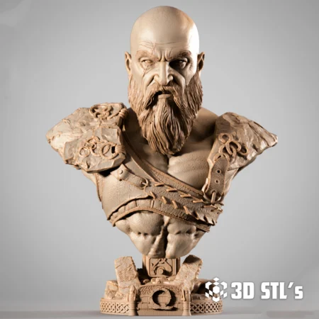 Kratos Portrait Bust STL 3D Print Model