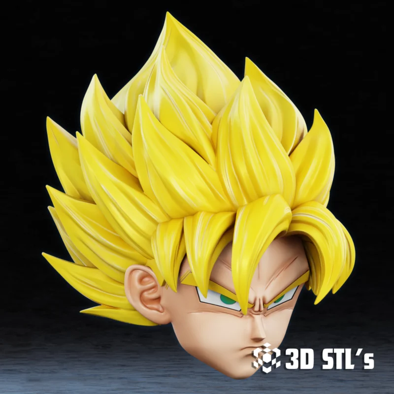 Goku SSJ Helmet STL File 3D Print Model