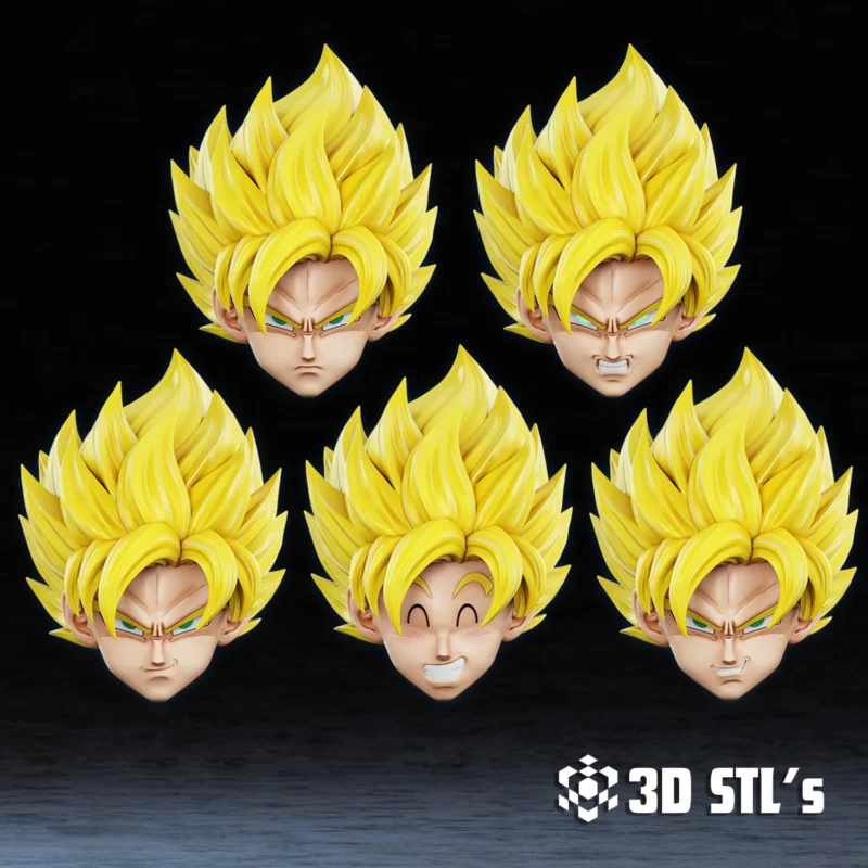 Goku SSJ Helmet STL File 3D Print Model