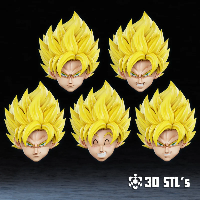 Goku SSJ Helmet STL File 3D Print Model