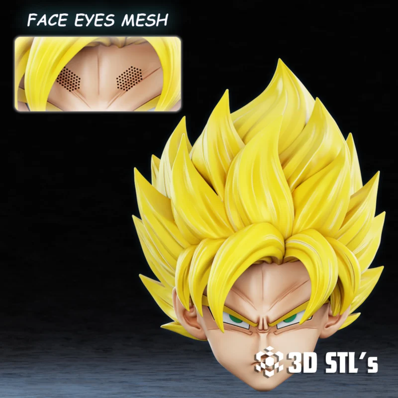 Goku SSJ Helmet STL File 3D Print Model
