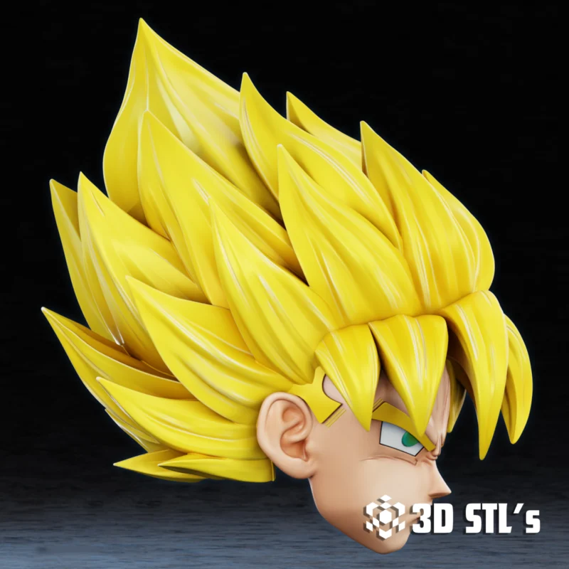 Goku SSJ Helmet STL File 3D Print Model