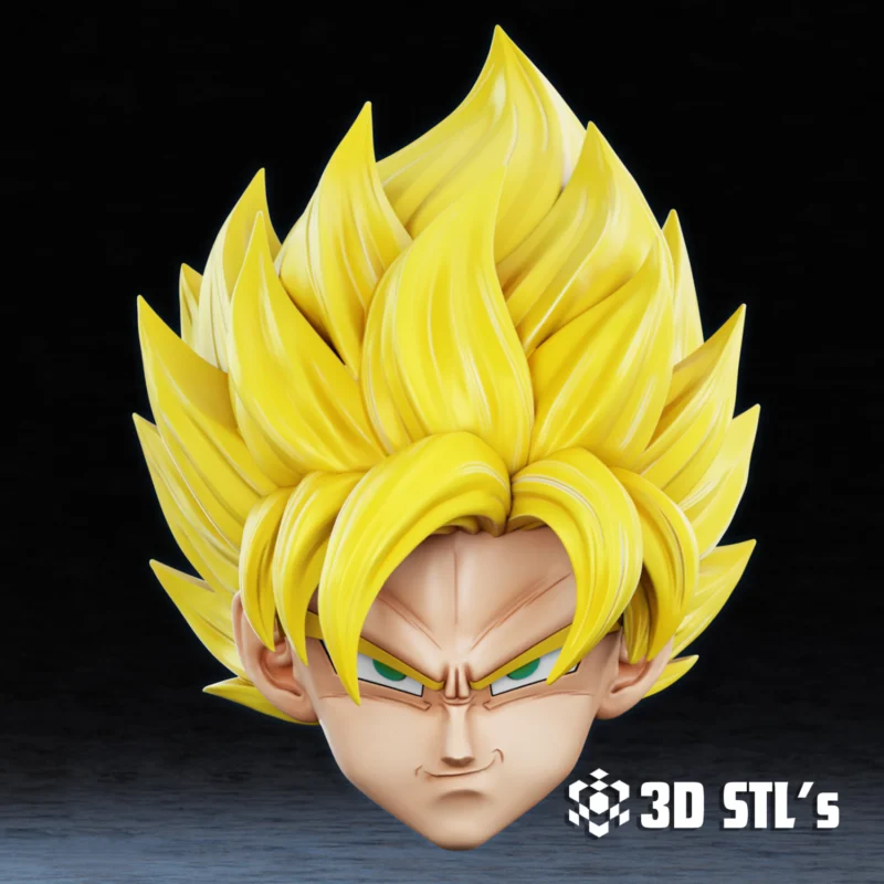 Goku SSJ Helmet STL File 3D Print Model