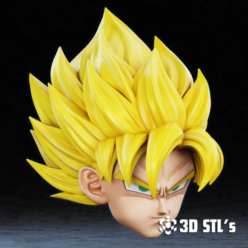 Goku SSJ Helmet STL File 3D Print Model