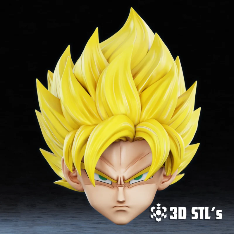 Goku SSJ Helmet STL File 3D Print Model