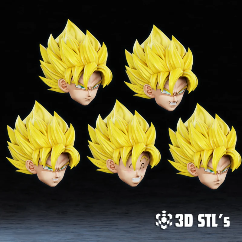 Goku SSJ Helmet STL File 3D Print Model