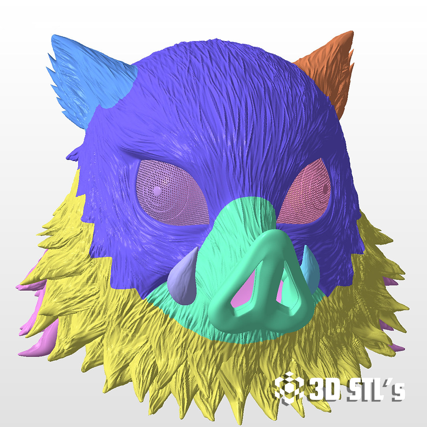 Inosuke Boar Helmet Mask STL 3D Model – Demon Slayer (Kimetsu no Yaiba) 4 Inosuke Boar Helmet Mask STL 3D Model