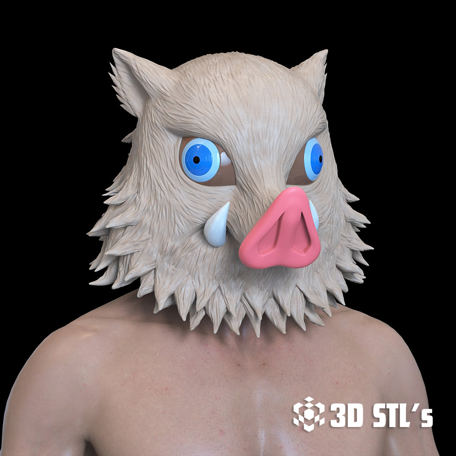 Inosuke Boar Helmet Mask STL 3D Model – Demon Slayer (Kimetsu no Yaiba) 1 Inosuke Boar Helmet Mask STL 3D Model