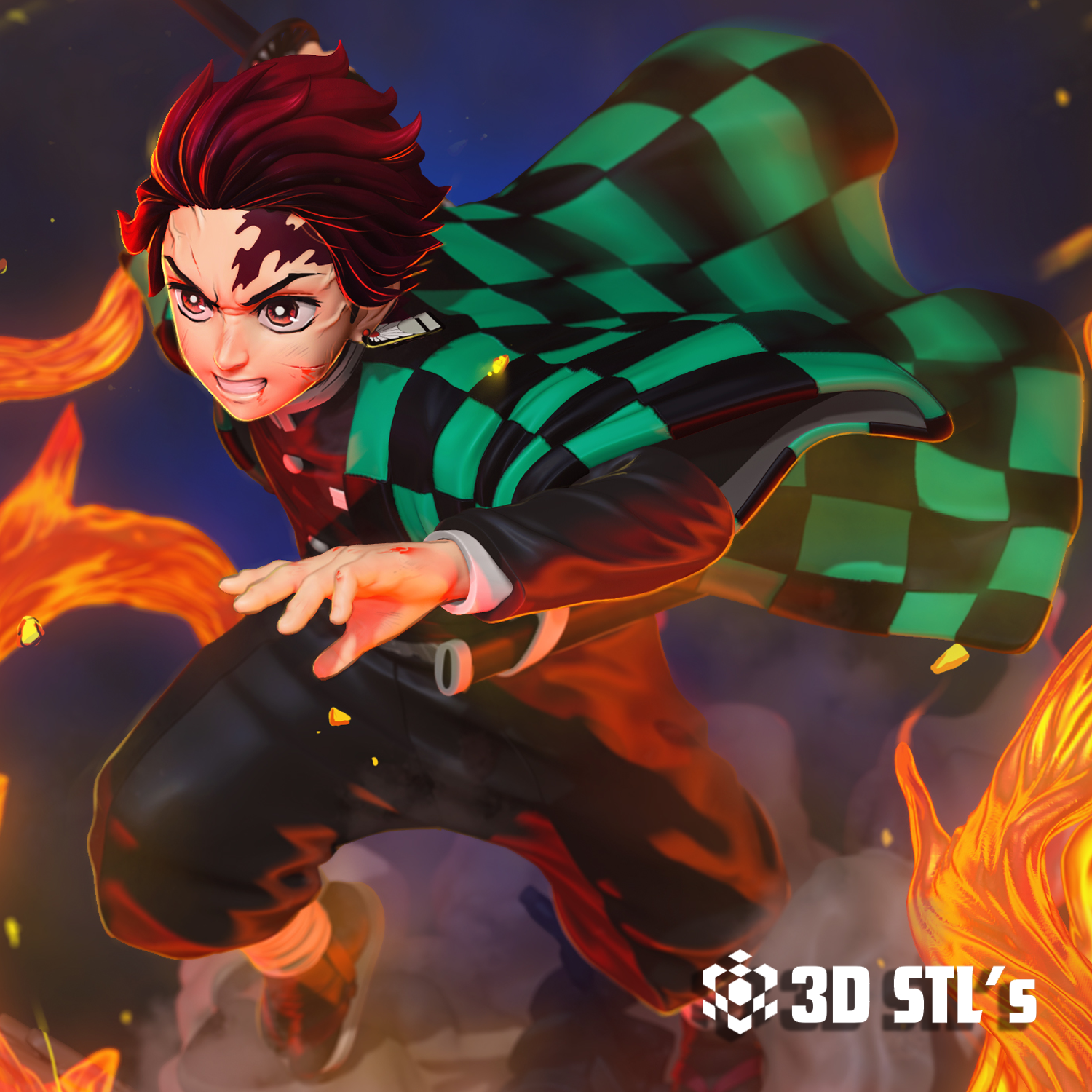 Tanjiro Demon Slayer STL File 3D Print Model