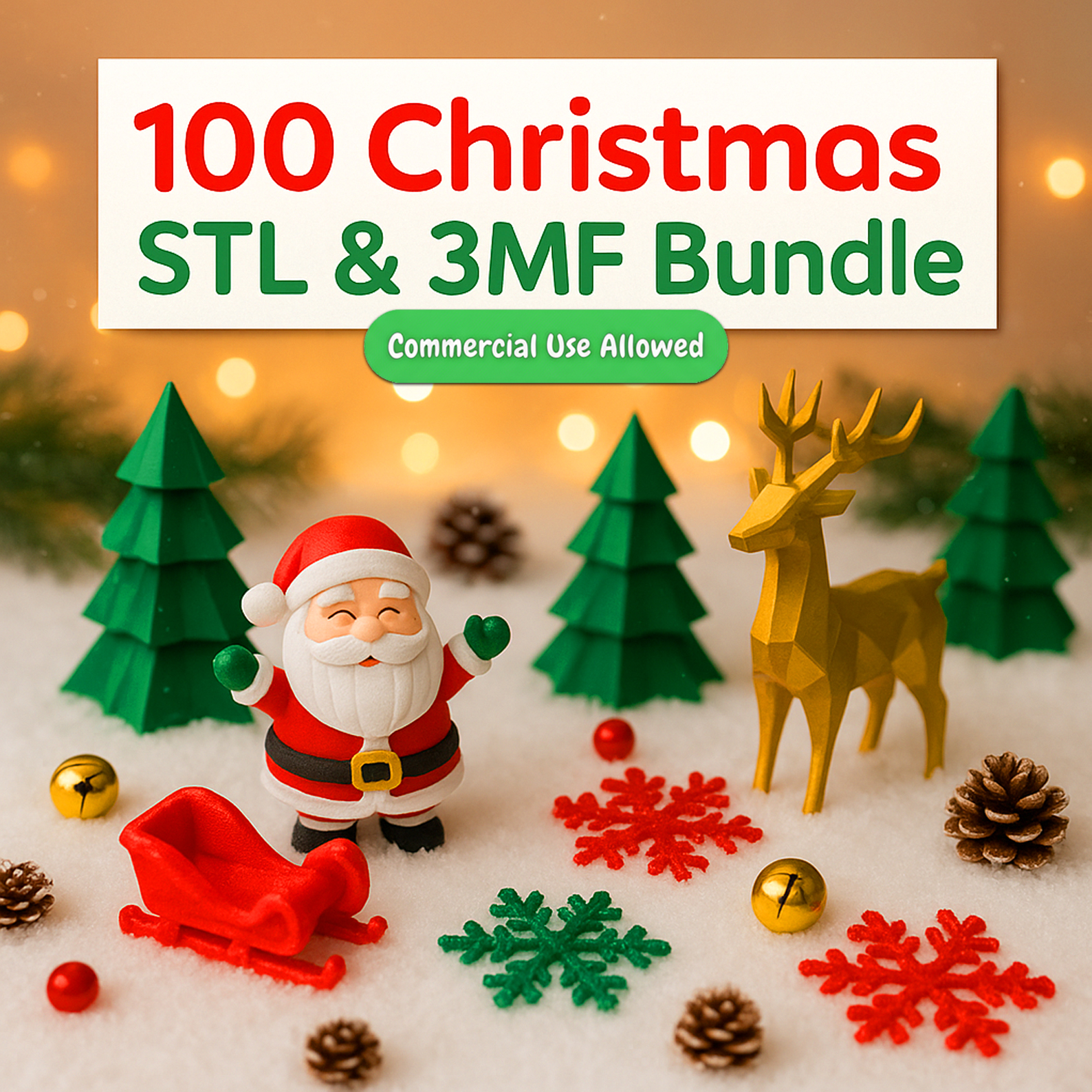 100 Christmas 3D Models Bundle STL & 3MF Epic Files for 3D Printing – Santa, Reindeer, Ornaments, Trees & Holiday Decorations 1 100 Christmas 3D Models Bundle STL & 3MF Files