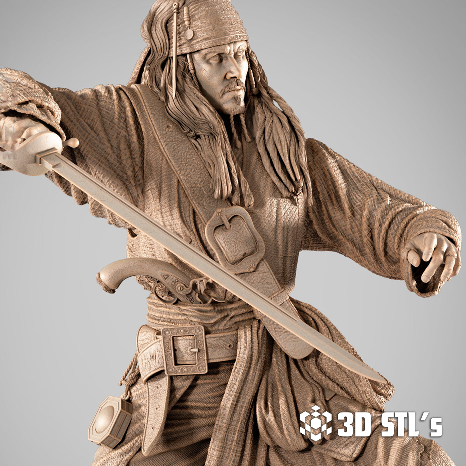 Jack Sparrow 3D Printing File | STL 3D Print Epic Model 2 Jack Sparrow 3D Printing File