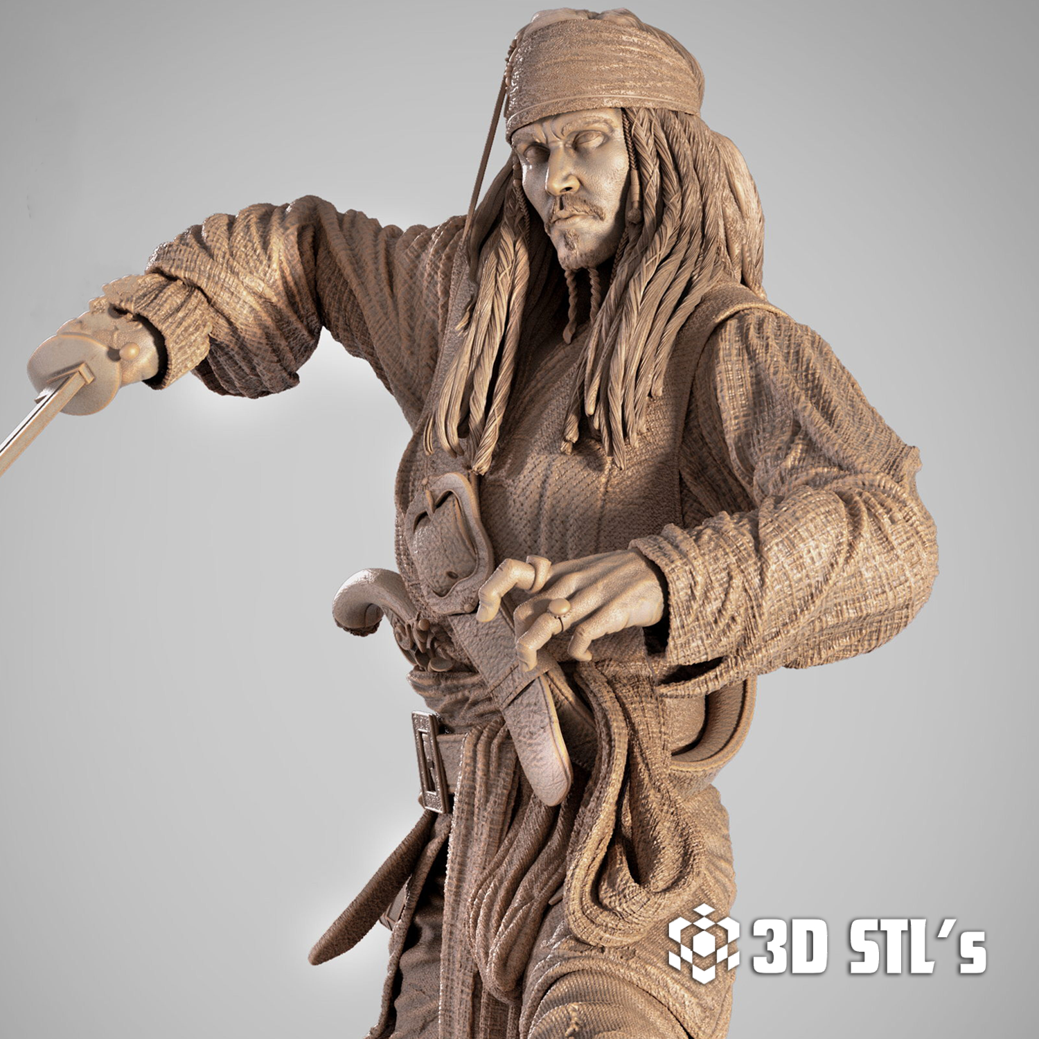 Jack Sparrow 3D Printing File | STL 3D Print Epic Model 3 Jack Sparrow 3D Printing File
