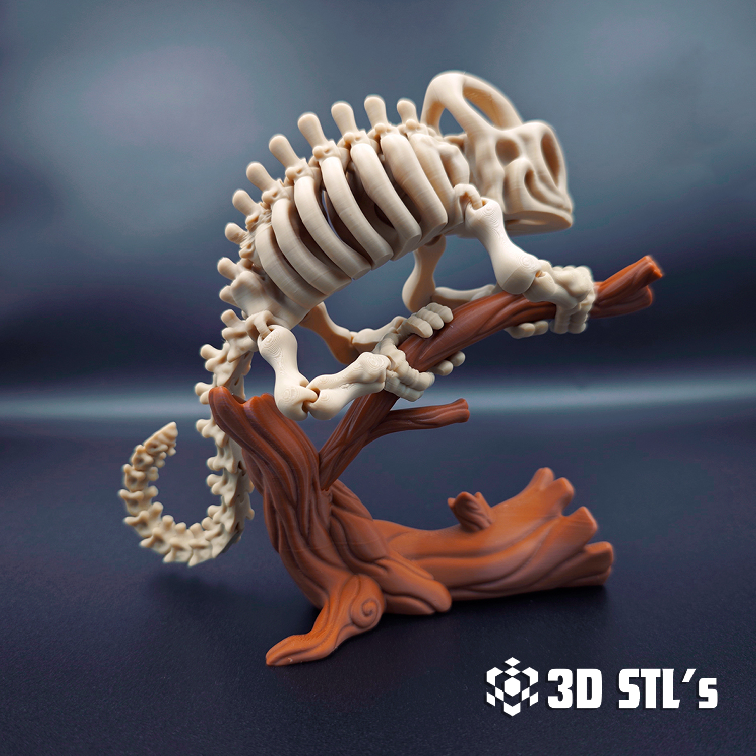 Skeleton Chameleon STL Files 3D Printing Model 3 Skeleton Chameleon STL