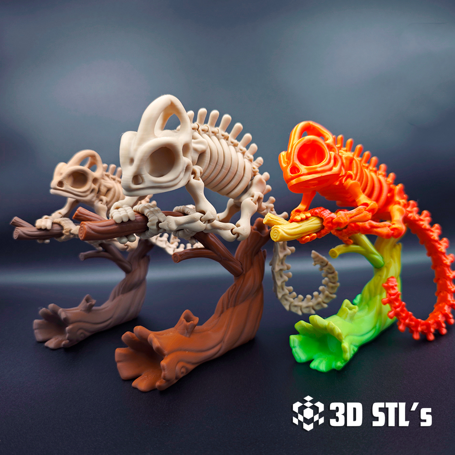 Skeleton Chameleon STL Files 3D Printing Model 4 Skeleton Chameleon STL